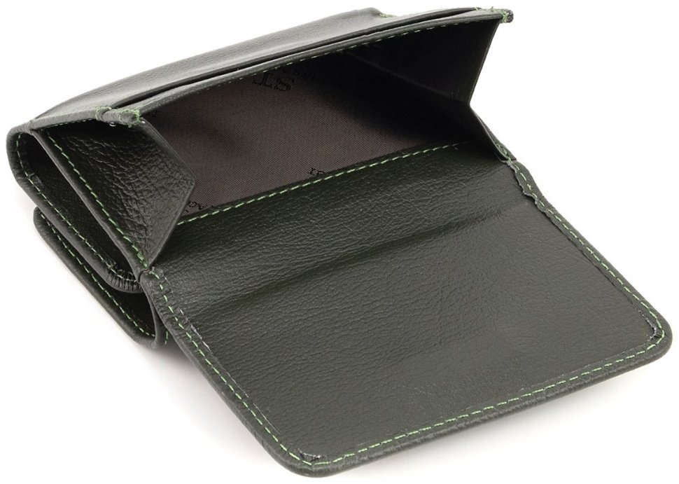 Кожаный женский кошелек малого размера с магнитной застежкой ST Leather 90834 зеленый цвет modnotak фото №7