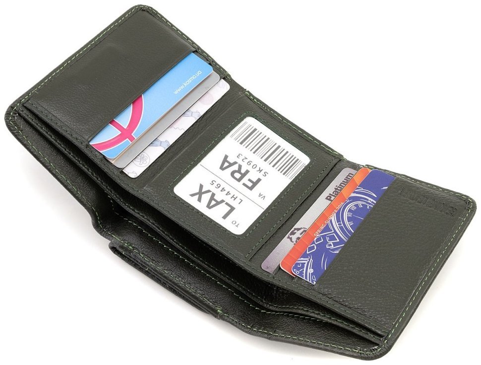 Кожаный женский кошелек малого размера с магнитной застежкой ST Leather 90834 зеленый цвет modnotak фото №10