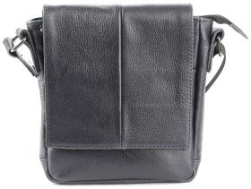 Темно-синяя кожаная мужская сумка через плечо с клапаном SHVIGEL 2400965