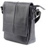 Темно-синяя кожаная мужская сумка через плечо с клапаном SHVIGEL 2400965 - 3