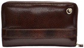 Коричневая мужская барсетка-клатч из натуральной кожи с запястным ремешком DESISAN 81034