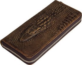 Солідний гаманець клатч з натуральної шкіри під рептилію VINTAGE STYLE (14462)