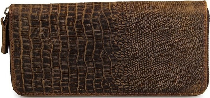 Солідний гаманець клатч з натуральної шкіри під рептилію VINTAGE STYLE (14462)