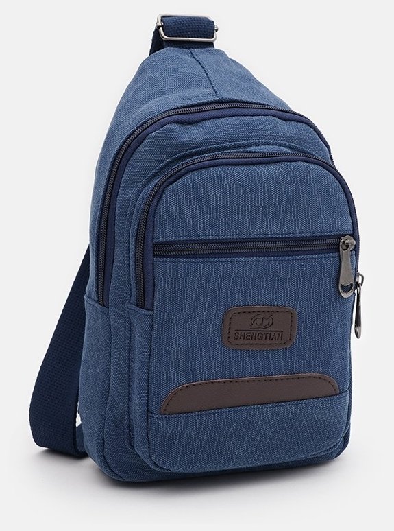 Чоловіча сумка-слінг із щільного текстилю синього кольору Monsen 71534