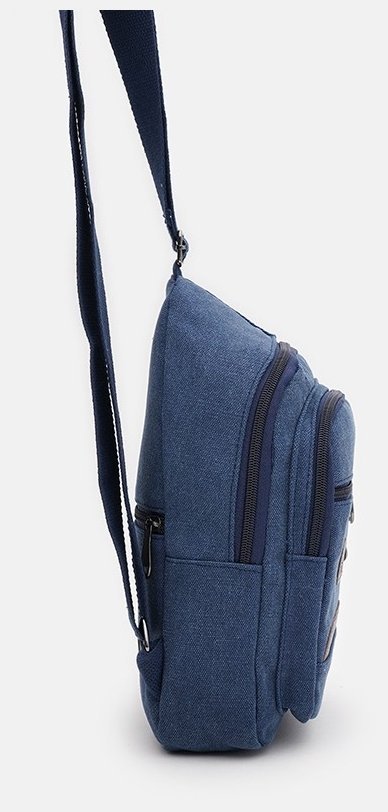 Чоловіча сумка-слінг із щільного текстилю синього кольору Monsen 71534