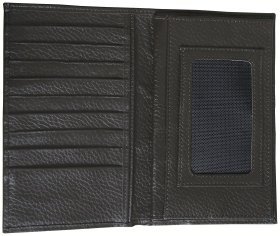 Большое мужское портмоне из натуральной кожи флотар без застежки Vip Collection 102334 коричневого цвета