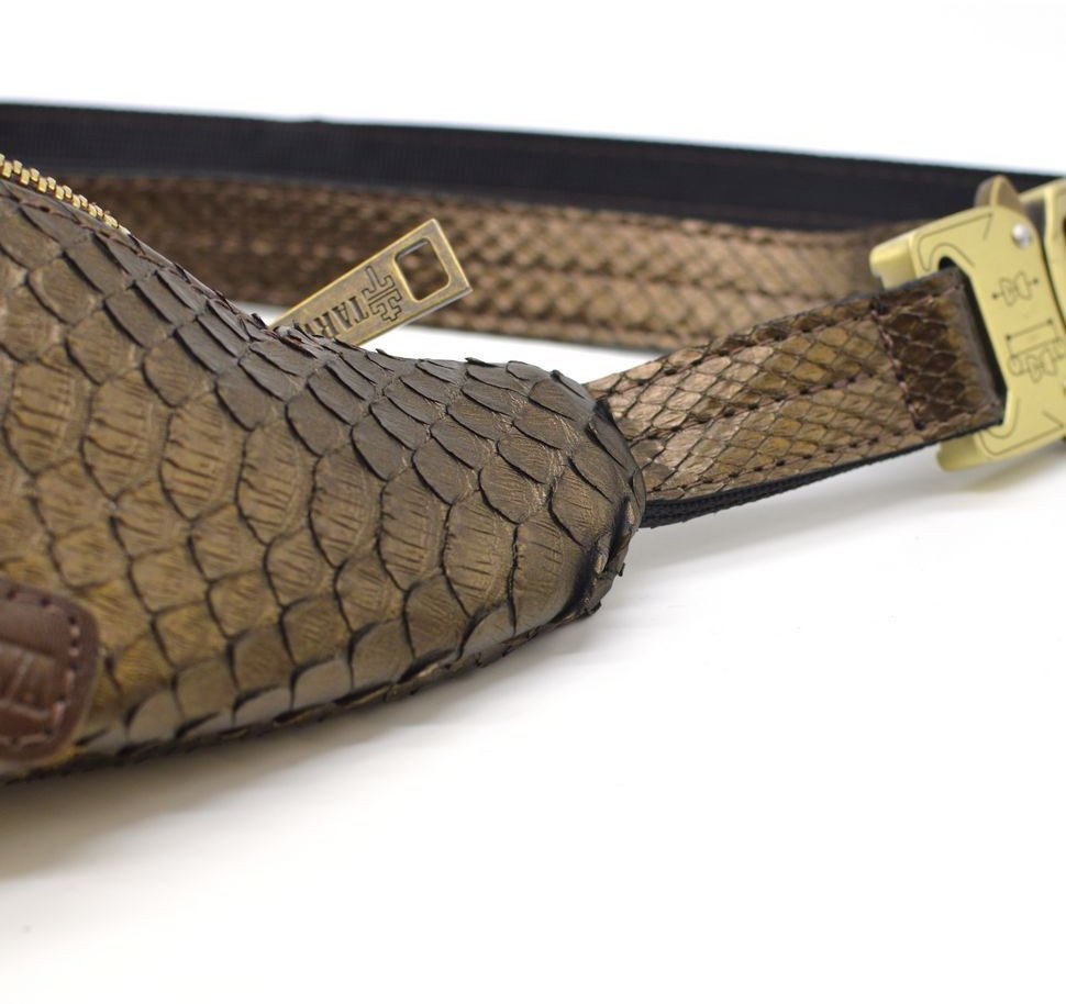 Бананка из натуральной кожи змеи светло-коричневого цвета Tarwa (19781)