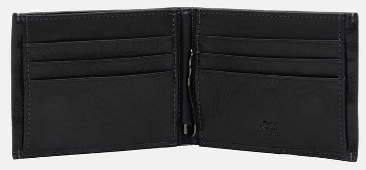 Чоловіче портмоне з натуральної шкіри чорного кольору із затискачем для купюр Ricco Grande 72434