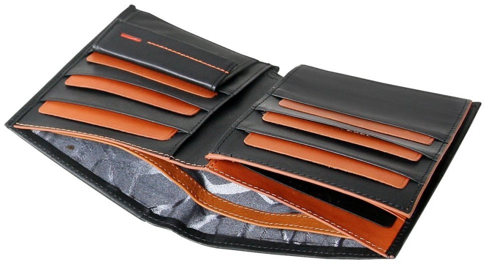 Шкіряне чоловіче портмоне Beverly Hills чорного кольору без застібки Vip Collection 102534 фото №5 Шкіряне чоловіче портмоне Beverly Hills чорного кольору без застібки Vip Collection 102534 modnotak фото №5