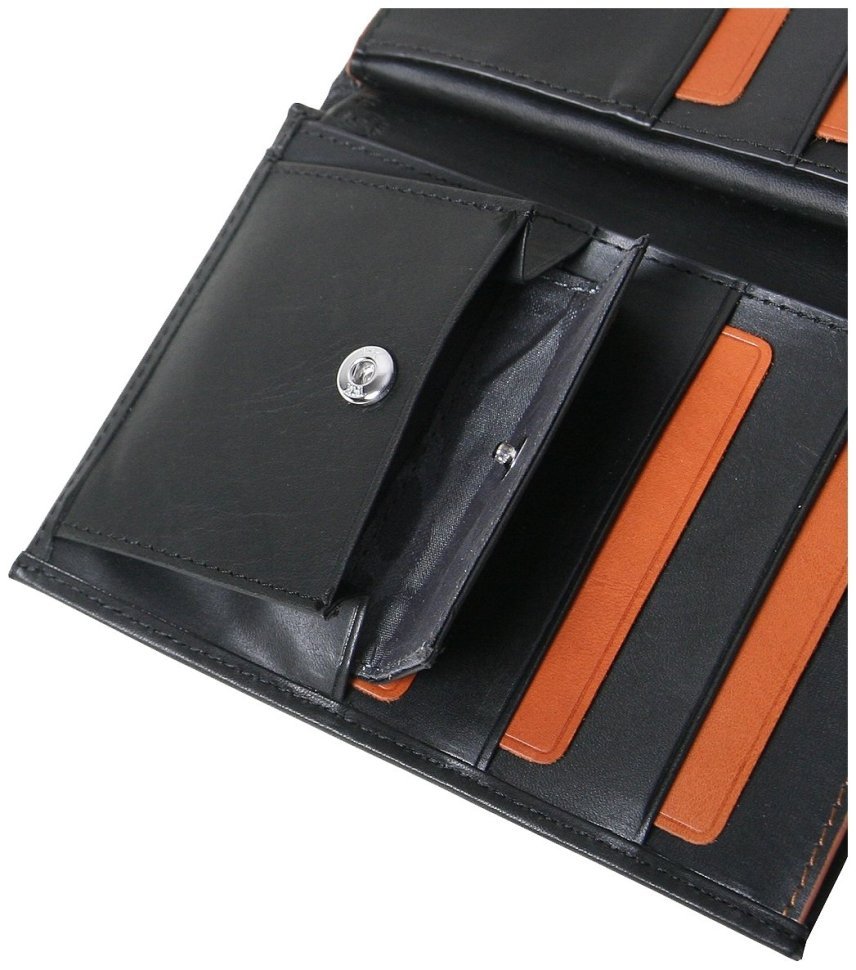Шкіряне чоловіче портмоне Beverly Hills чорного кольору без застібки Vip Collection 102534 фото №6 Шкіряне чоловіче портмоне Beverly Hills чорного кольору без застібки Vip Collection 102534 modnotak фото №6