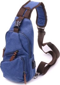 Мужская сумка через плечо из синего текстиля с USB кабелем - Vintage (2421224)