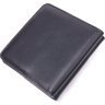Компактний жіночий гаманець із натуральної гладкої шкіри чорного кольору KARYA (2421432) - 2