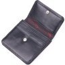 Компактний жіночий гаманець із натуральної гладкої шкіри чорного кольору KARYA (2421432) - 3