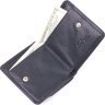 Компактний жіночий гаманець із натуральної гладкої шкіри чорного кольору KARYA (2421432) - 4