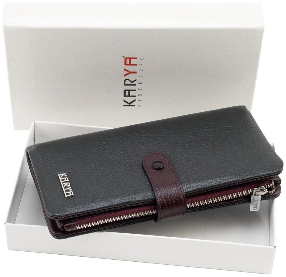 Двоколірний купюрник із фактурної шкіри з монетницею KARYA (82734) modnotak фото №9