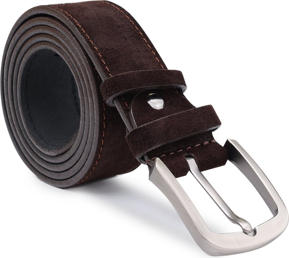 Мужской коричневый замшевый ремень под брюки Vintage (2420728)
