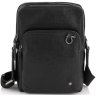 Кожаная наплечная мужская сумка черного цвета с двумя автономными отделениями Tiding Bag (15910) - 2