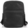 Шкіряна наплічна чоловіча сумка чорного кольору з двома автономними відділеннями Tiding Bag (15910) - 3
