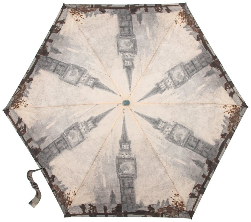 Зонт женский Fulton National Gallery Tiny-2 L794 Thames Below Westminster (механика, складная, серого цвета с рисунком "Биг Бена") 93834 modnotak фото №4