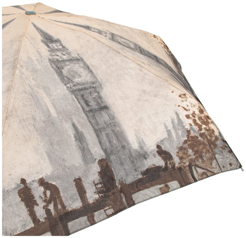 Зонт женский Fulton National Gallery Tiny-2 L794 Thames Below Westminster (механика, складная, серого цвета с рисунком "Биг Бена") 93834 modnotak фото №9