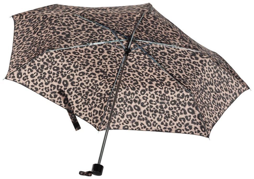 Женский зонт Incognito-4 L412 Animal (механика, складной, коричневый с леопардовым принтом) 93934 modnotak фото №3