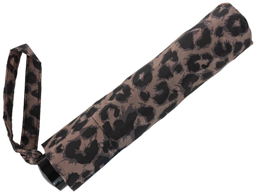 Женский зонт Incognito-4 L412 Animal (механика, складной, коричневый с леопардовым принтом) 93934 modnotak фото №4