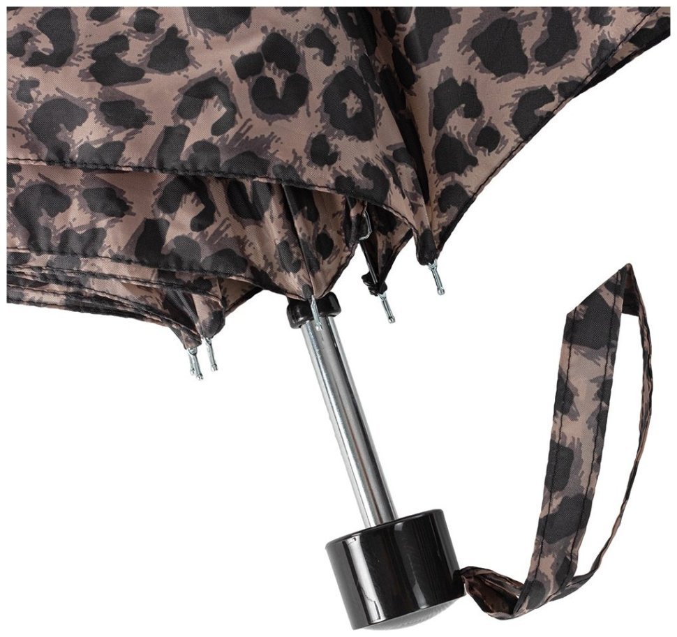 Женский зонт Incognito-4 L412 Animal (механика, складной, коричневый с леопардовым принтом) 93934 modnotak фото №5