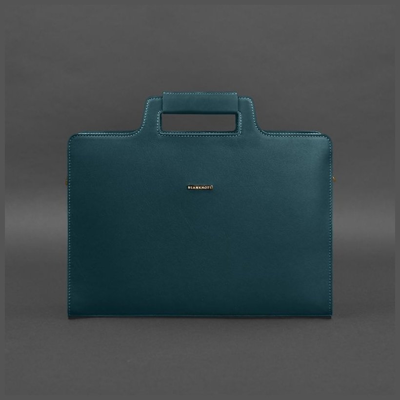Зеленая сумка из натуральной кожи для ноутбука или документов BlankNote (12799)