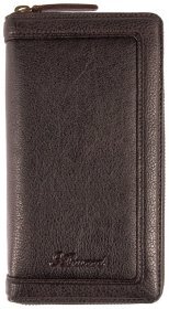 Чоловіче дорожне портмоне на блискавці з блоком для паспорта Ashwood TW01 коричневого кольору 94034