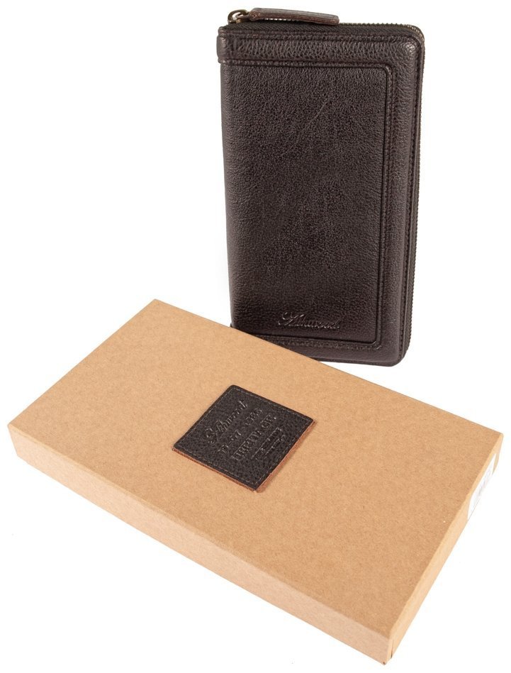 Мужское дорожное портмоне на молнии с блоком для паспорта Ashwood TW01 коричневого цвета 94034 modnotak фото №13