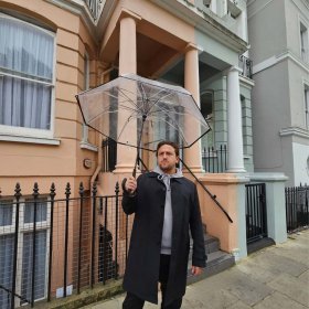 Зонт женский Fulton L911 Invertor Clear (Трость, полуавтомат, прозрачный купол) 94134