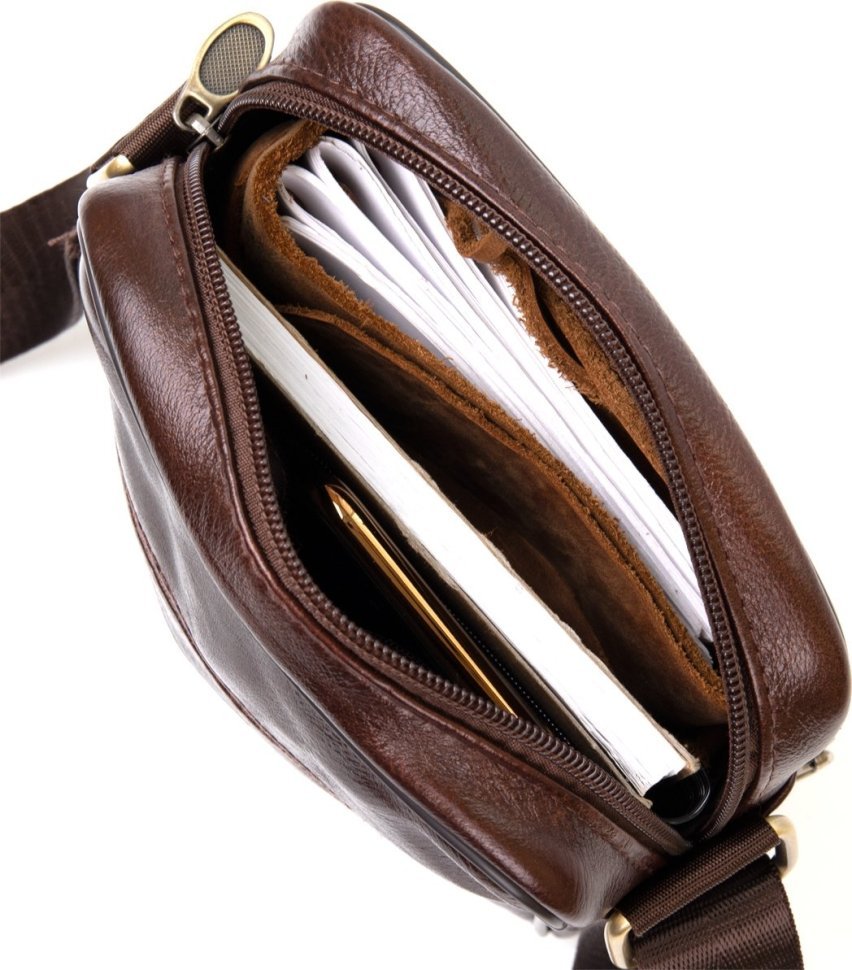 Коричневая мужская компактная сумка-планшет из плотной кожи Vintage (20454)
