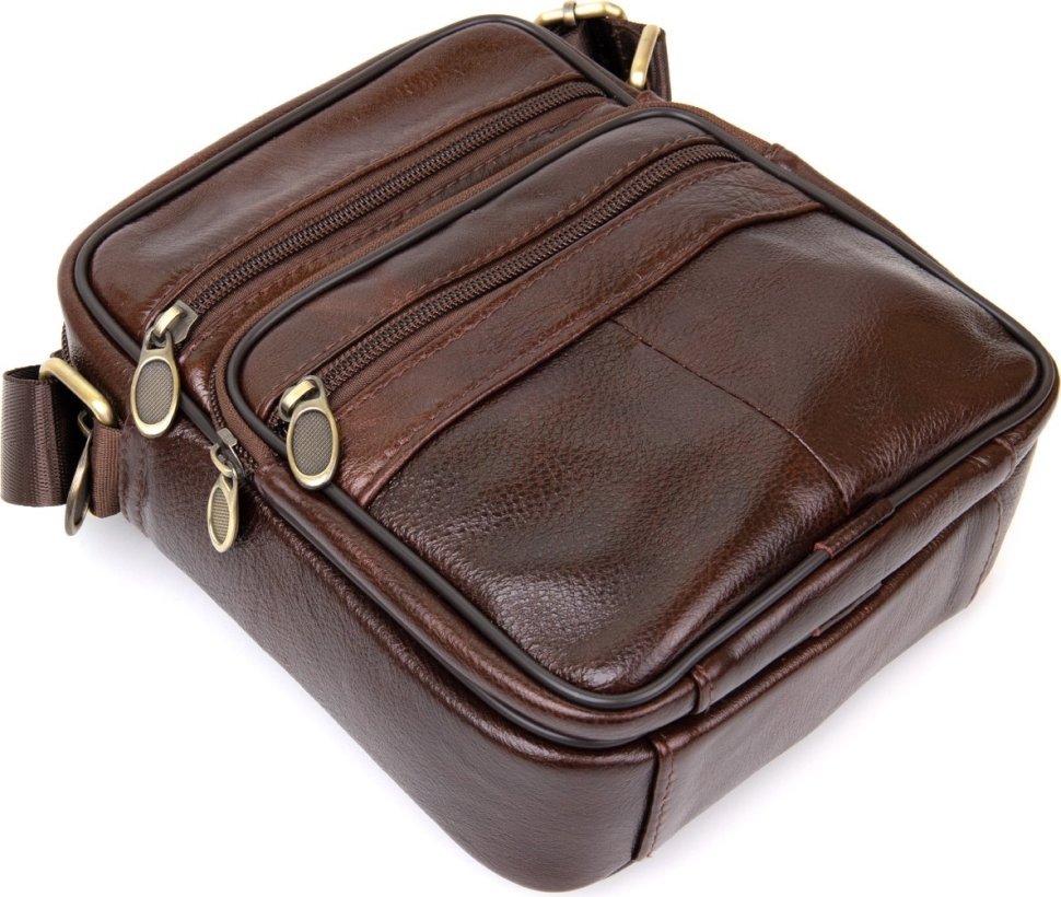 Коричневая мужская компактная сумка-планшет из плотной кожи Vintage (20454)