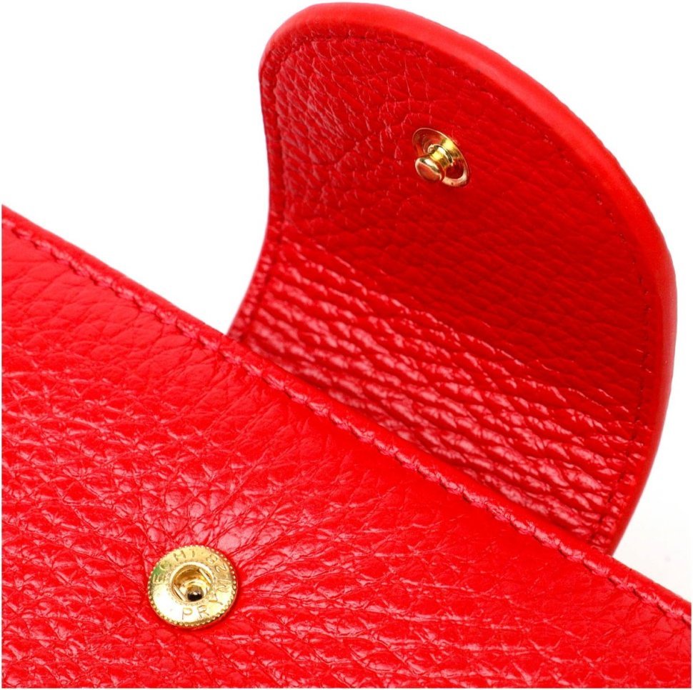 Красный женский кошелек из натуральной кожи флотар с хлястиком на кнопке Tony Bellucci (2422017)