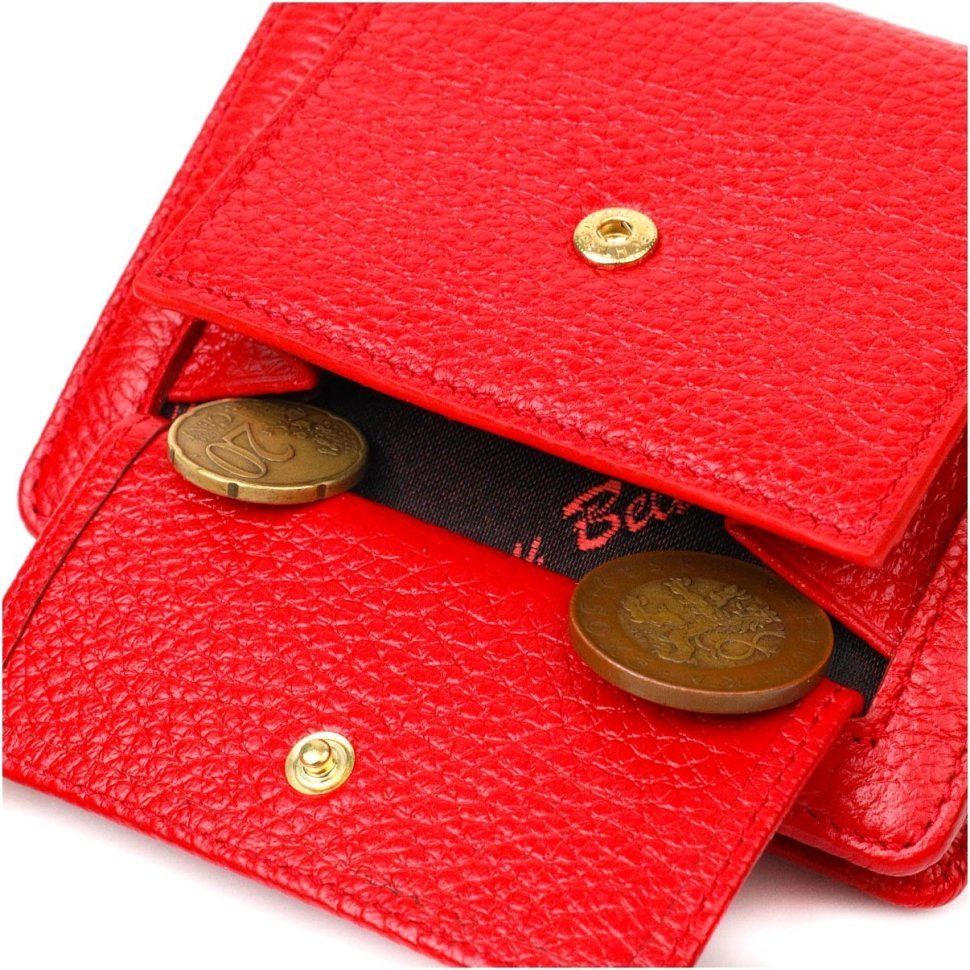 Червоний жіночий гаманець із натуральної шкіри флотар із хлястиком на кнопці Tony Bellucci (2422017)