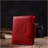 Червоний жіночий гаманець із натуральної шкіри флотар із хлястиком на кнопці Tony Bellucci (2422017) - 7
