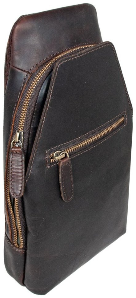 Сумка слинг из натуральной кожи в коричневом цвете Ashwood 94234 modnotak фото №2