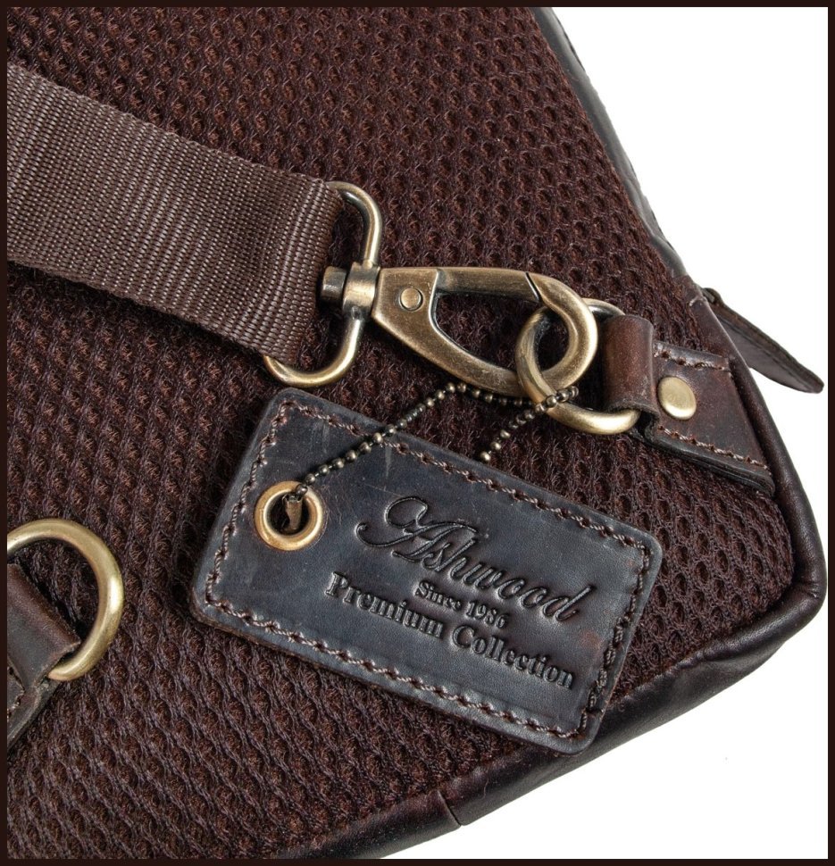Сумка слинг из натуральной кожи в коричневом цвете Ashwood 94234 modnotak фото №7