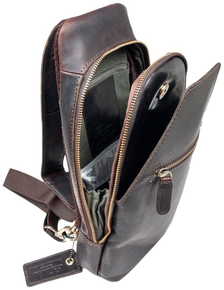 Сумка слинг из натуральной кожи в коричневом цвете Ashwood 94234 modnotak фото №9