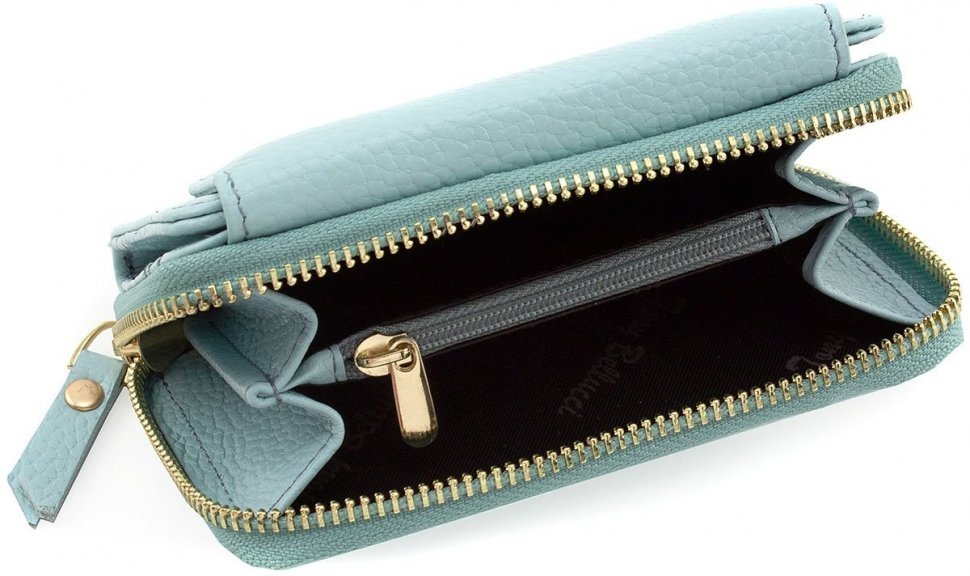 Бірюзовий гаманець вертикального типу з натуральної шкіри Tony Bellucci (10790) УЦЕНКА!