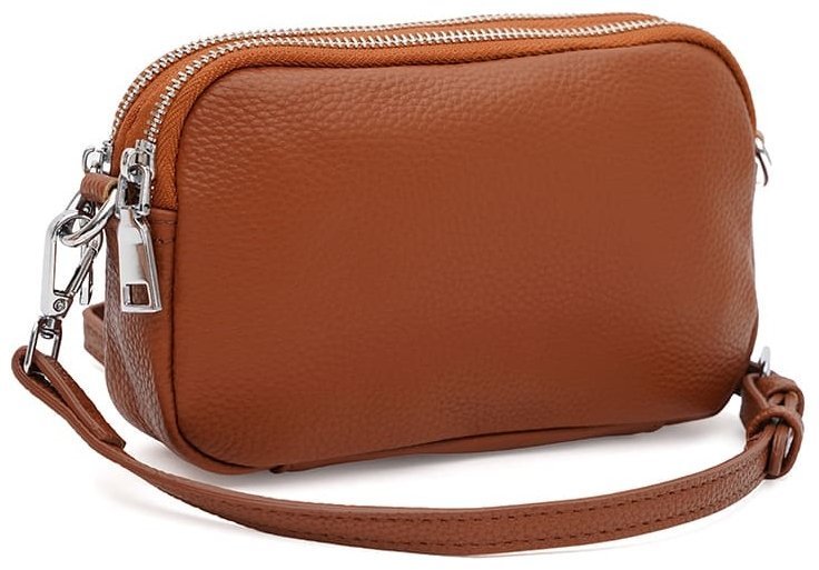 Компактная женская сумка кроссбоди из фактурной кожи на 2 отделения Borsa Leather 104534 рыжая фото №1 Компактная женская сумка кроссбоди из фактурной кожи на 2 отделения Borsa Leather 104534 рыжая modnotak фото №1