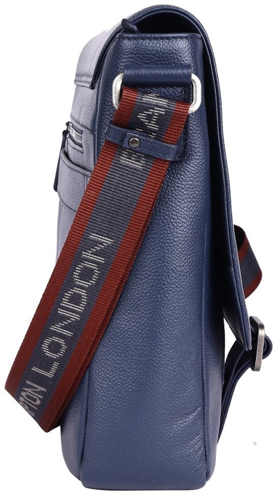 Деловая мужская сумка мессенджер из фактурной кожи для ноутбука до 15" Brampton London Emissary 94534 (Синего цвета) modnotak фото №4