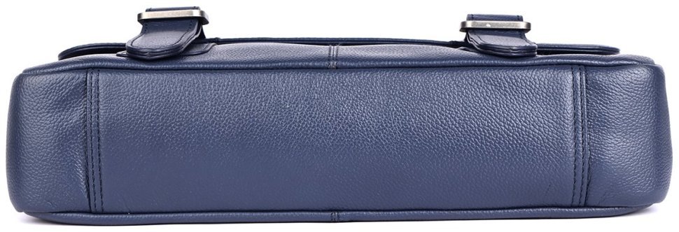 Деловая мужская сумка мессенджер из фактурной кожи для ноутбука до 15" Brampton London Emissary 94534 (Синего цвета) modnotak фото №5