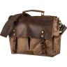 Просторный коричневый портфель из текстиля на плечо Vintage (20119) - 1