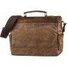 Просторный коричневый портфель из текстиля на плечо Vintage (20119) - 2