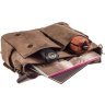 Просторный коричневый портфель из текстиля на плечо Vintage (20119) - 5