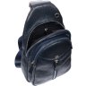 Синя чоловіча сумка-рюкзак через плече з натуральної шкіри DESISAN (19199) - 4