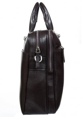 Темно-коричневая мужская сумка-портфель из фактурной кожи на две молнии DESISAN (19105) - 2