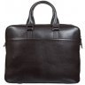 Темно-коричнева чоловіча сумка-портфель з фактурної шкіри на дві блискавки DESISAN (19105) - 3