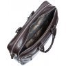 Темно-коричнева чоловіча сумка-портфель з фактурної шкіри на дві блискавки DESISAN (19105) - 5